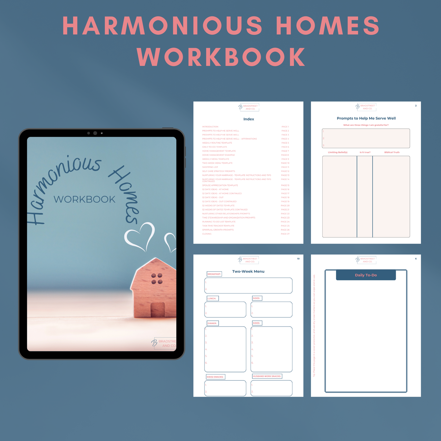 Harmonious Homes: A Guide AND Workbook for Wives of Blue-Collar Workers to Care for Themselves & Their Families Without Burnout
