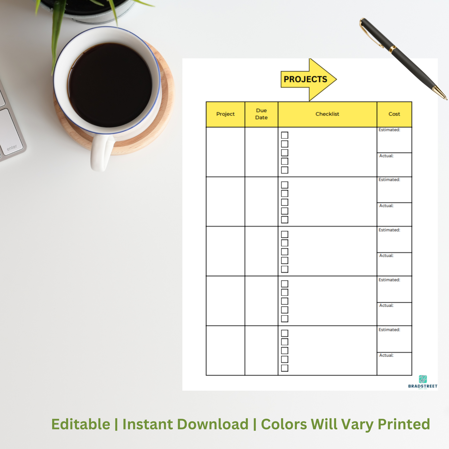 Printable Project Tracker